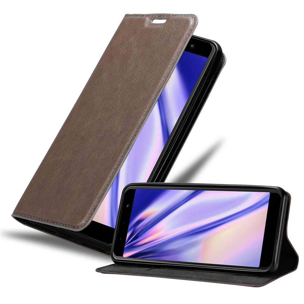 Cadorabo Hülle für WIKO LENNY 5 Schutz Hülle in Braun Handyhülle Etui Case Cover Magnetverschluss