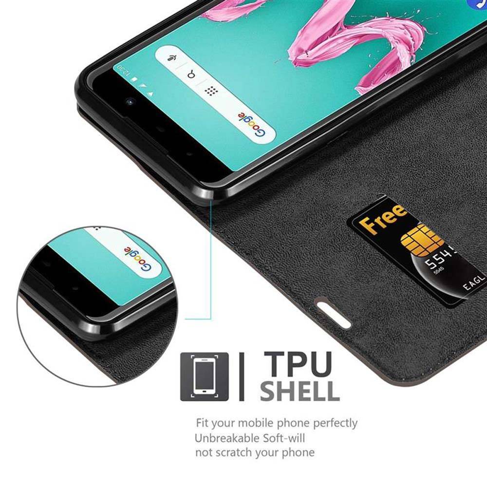 Cadorabo Hülle für WIKO LENNY 5 Schutz Hülle in Braun Handyhülle Etui Case Cover Magnetverschluss