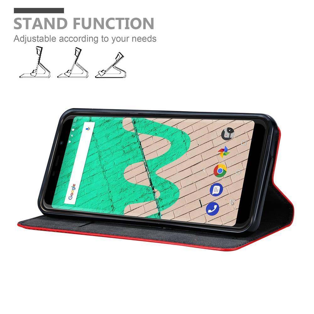 Cadorabo Hülle für WIKO VIEW MAX Schutz Hülle in Rot Handyhülle Etui Case Cover Magnetverschluss
