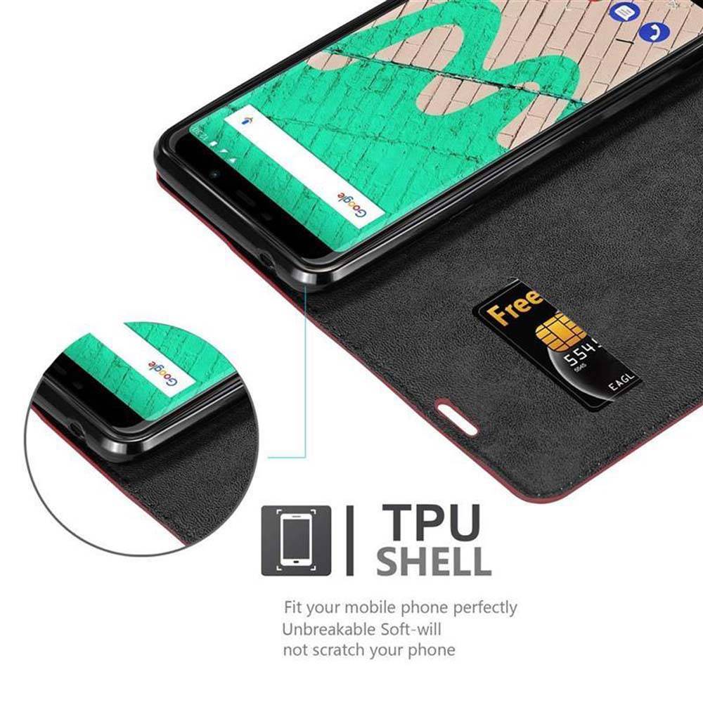 Cadorabo Hülle für WIKO VIEW MAX Schutz Hülle in Rot Handyhülle Etui Case Cover Magnetverschluss