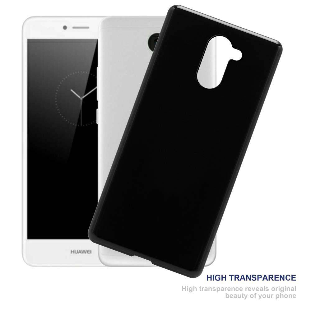 Cadorabo Hülle für Huawei Enjoy 7 PLUS Schutz Hülle in Schwarz Schutzhülle TPU Silikon Cover Etui Case