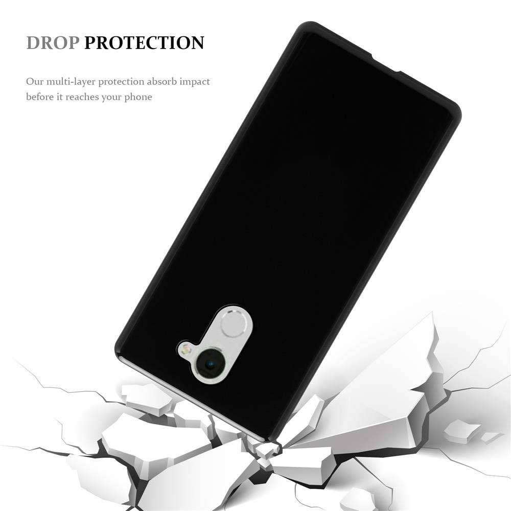 Cadorabo Hülle für Huawei Enjoy 7 PLUS Schutz Hülle in Schwarz Schutzhülle TPU Silikon Cover Etui Case
