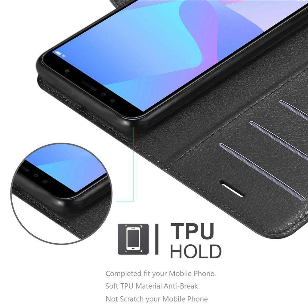 Cadorabo Hülle für Huawei Y6 PRIME Schutz Hülle in Schwarz Handyhülle Etui Case Cover Magnetverschluss