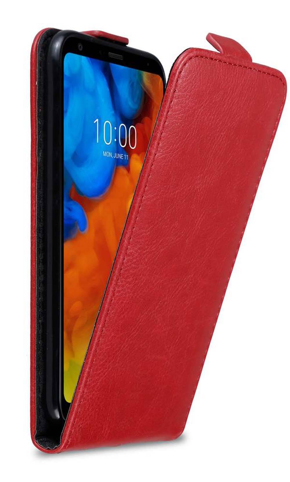 Cadorabo Hülle für LG Q STYLUS Schutz Hülle in Rot Flip Etui Handyhülle Case Cover