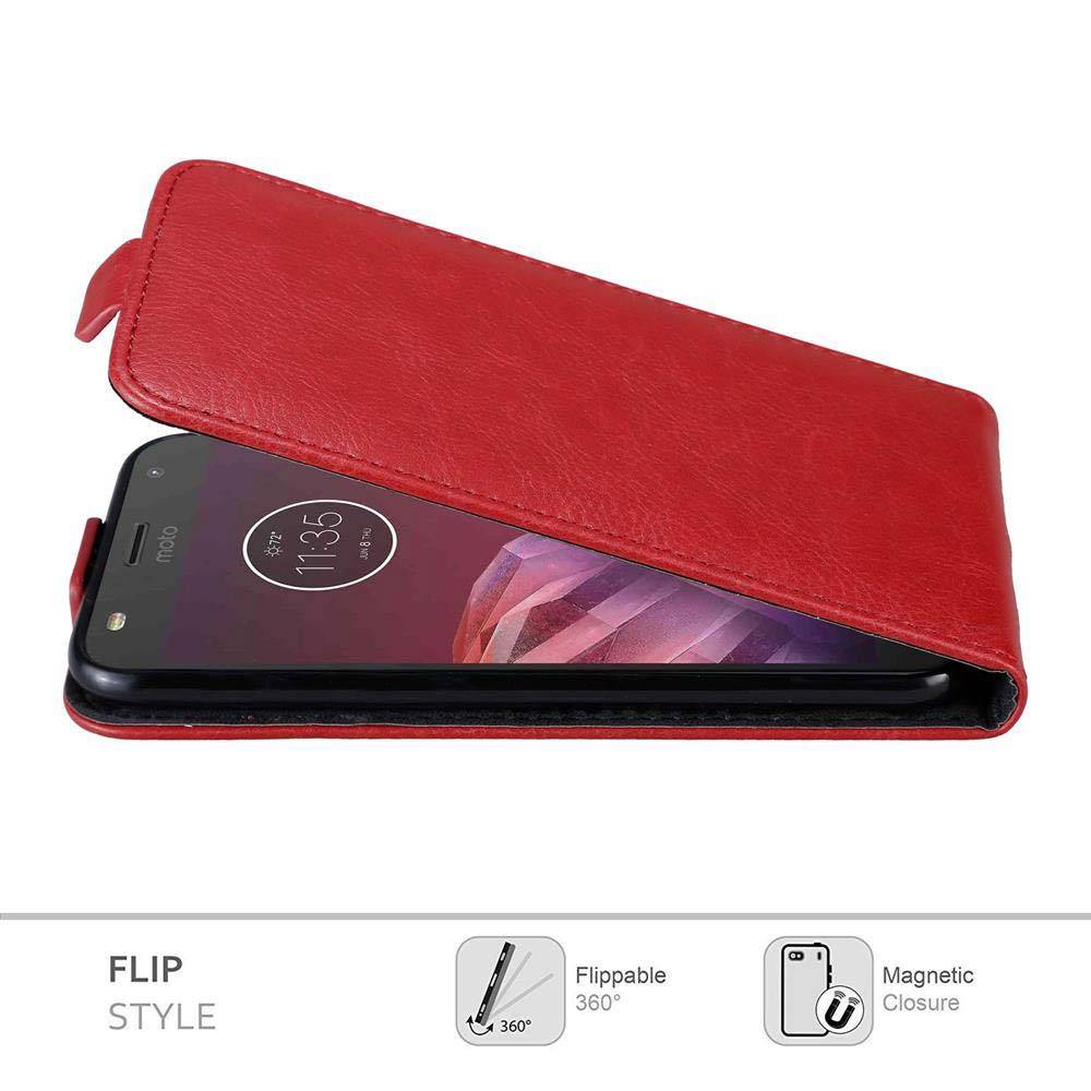 Cadorabo Hülle für Motorola MOTO Z2 PLAY / Z2 FORCE Schutz Hülle in Rot Flip Etui Handyhülle Case Cover