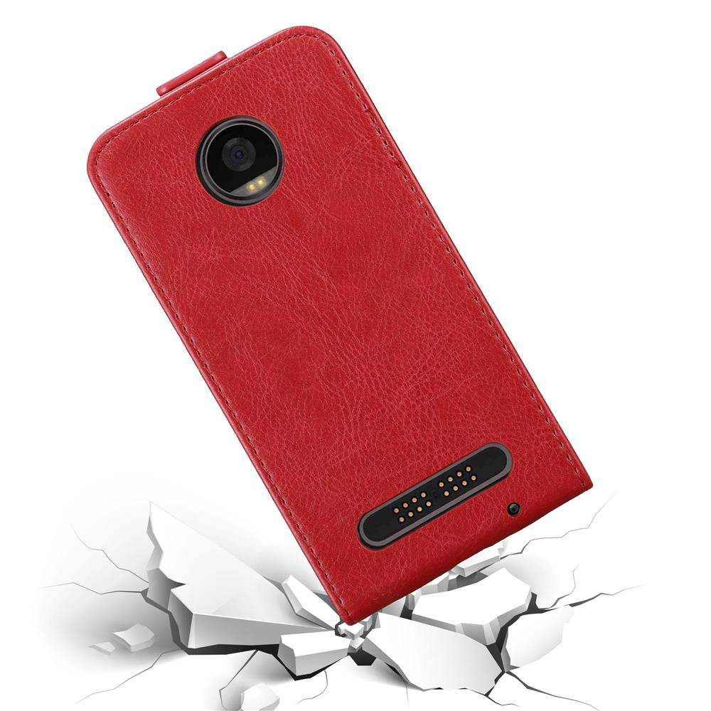 Cadorabo Hülle für Motorola MOTO Z2 PLAY / Z2 FORCE Schutz Hülle in Rot Flip Etui Handyhülle Case Cover