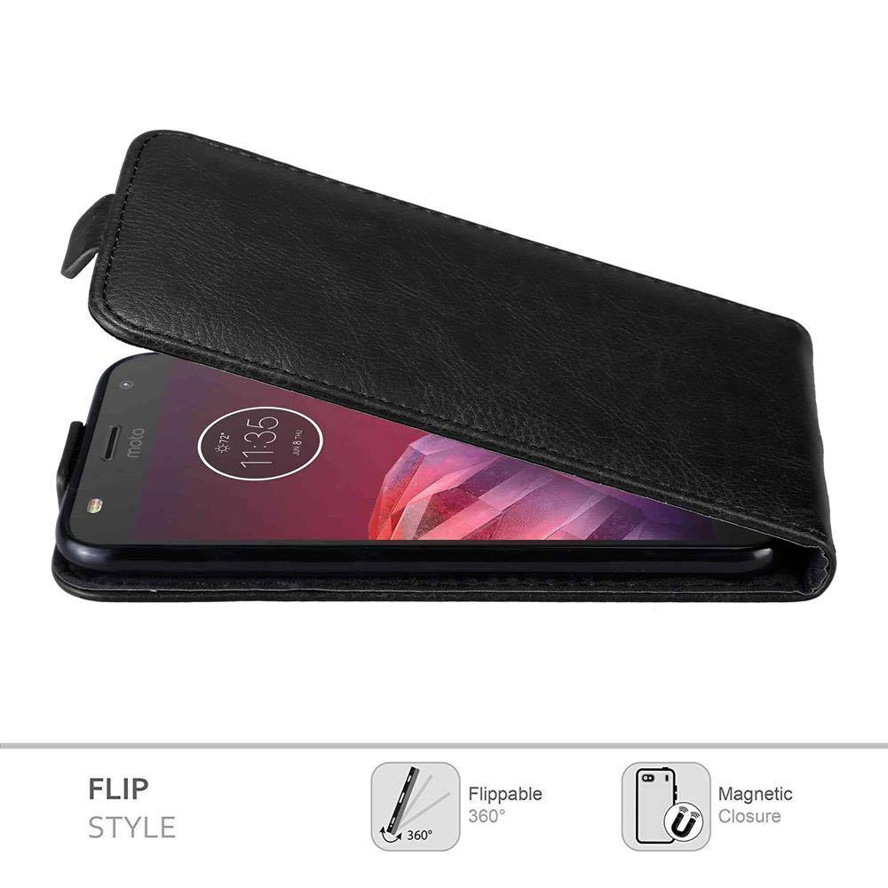Cadorabo Hülle für Motorola MOTO Z2 PLAY / Z2 FORCE Schutz Hülle in Schwarz Flip Etui Handyhülle Case Cover