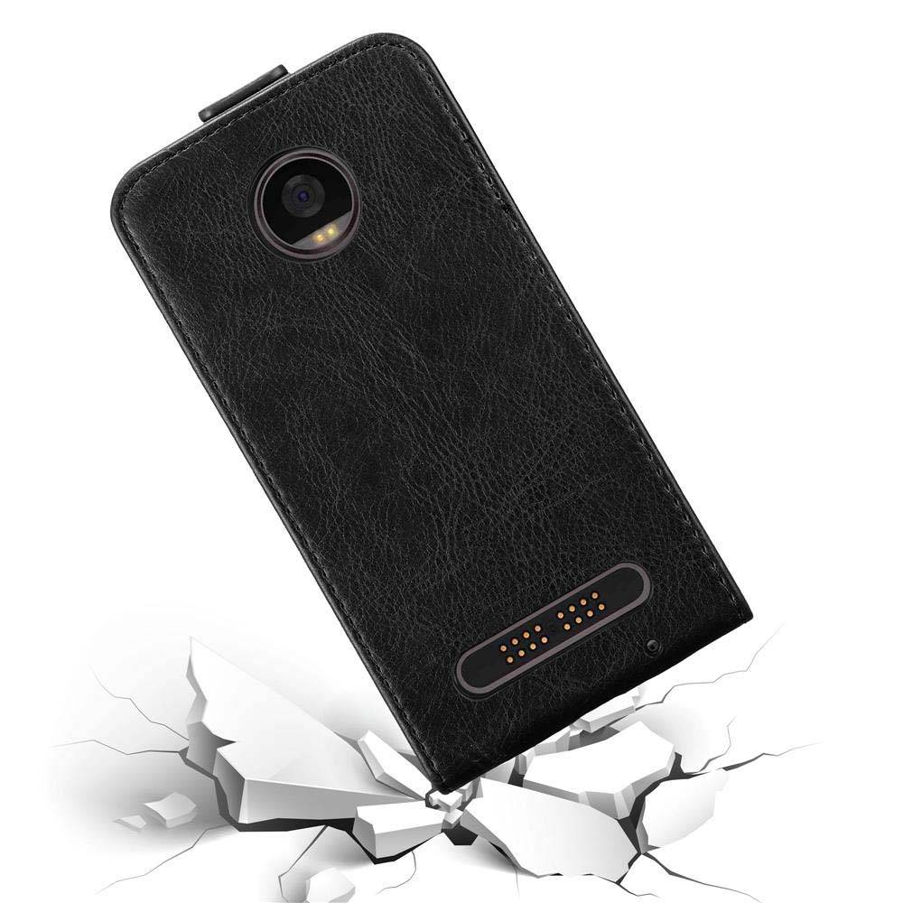 Cadorabo Hülle für Motorola MOTO Z2 PLAY / Z2 FORCE Schutz Hülle in Schwarz Flip Etui Handyhülle Case Cover