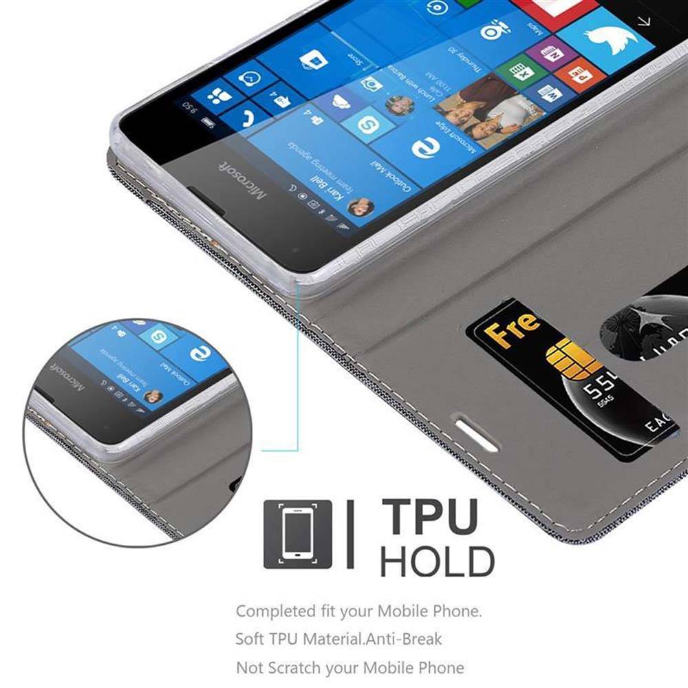 Cadorabo Hülle für Nokia Lumia 550 Schutzhülle in Grau Handy Hülle Etui Book Case Cover