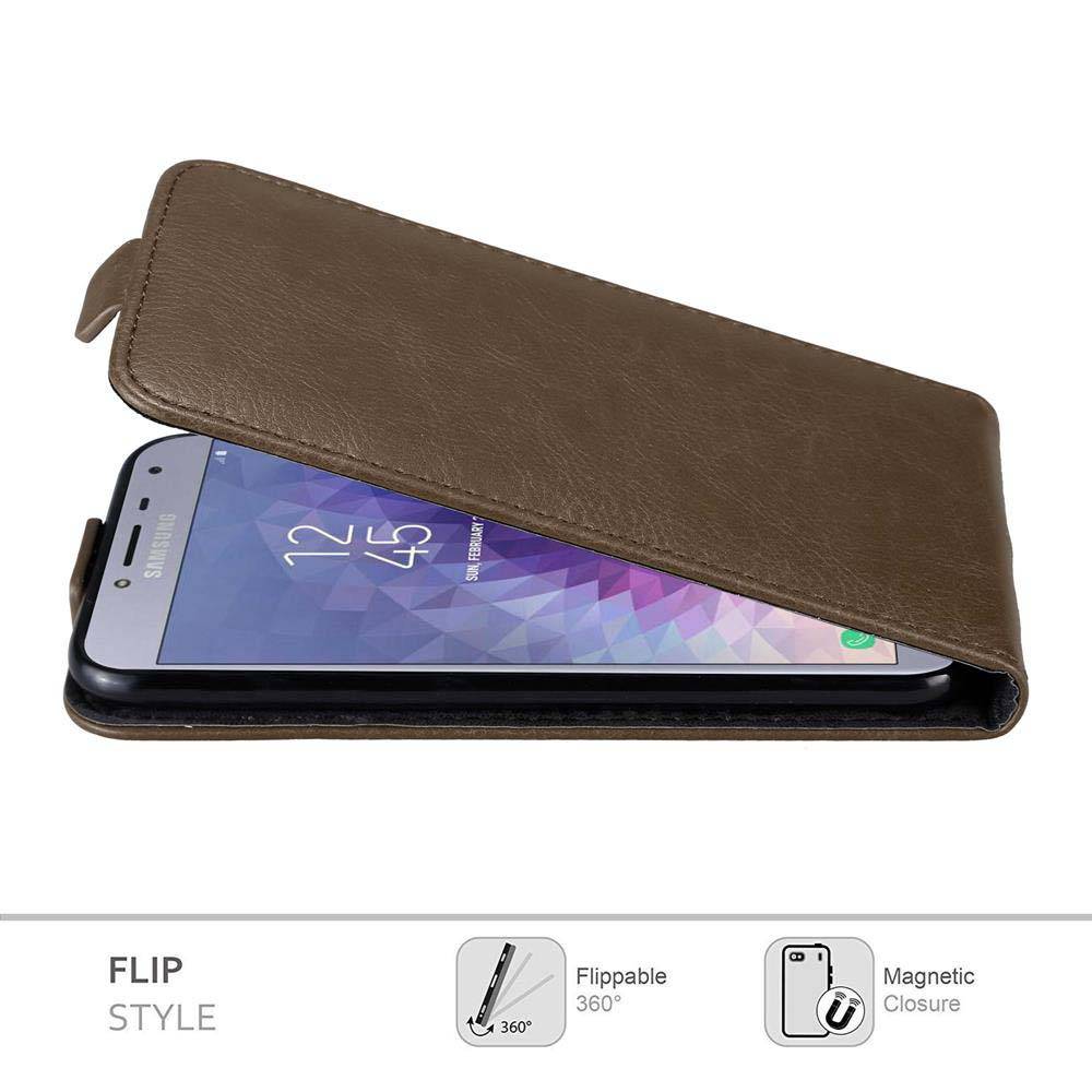 Cadorabo Hülle für Samsung Galaxy J4 2018 Schutz Hülle in Braun Flip Etui Handyhülle Case Cover