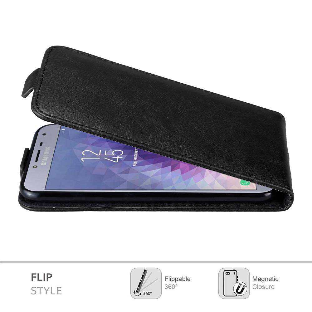 Cadorabo Hülle für Samsung Galaxy J4 2018 Schutz Hülle in Schwarz Flip Etui Handyhülle Case Cover