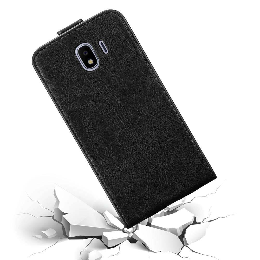 Cadorabo Hülle für Samsung Galaxy J4 2018 Schutz Hülle in Schwarz Flip Etui Handyhülle Case Cover