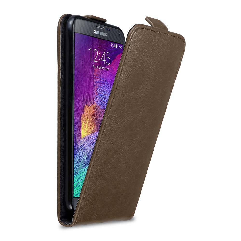 Cadorabo Hülle für Samsung Galaxy NOTE 4 Schutz Hülle in Braun Flip Etui Handyhülle Case Cover