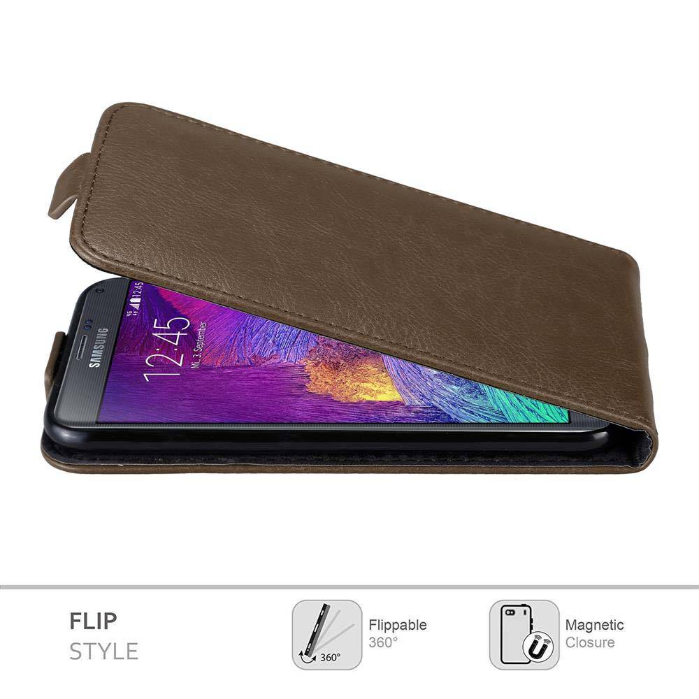 Cadorabo Hülle für Samsung Galaxy NOTE 4 Schutz Hülle in Braun Flip Etui Handyhülle Case Cover