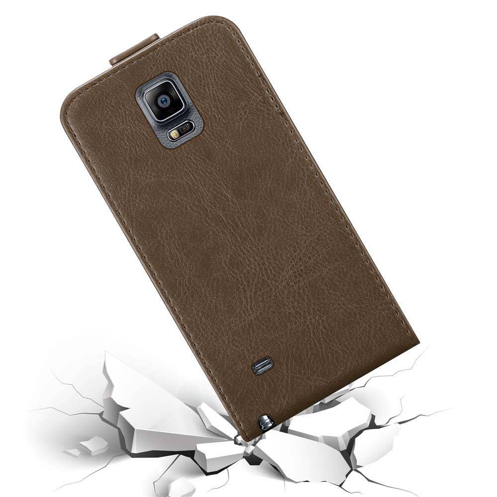 Cadorabo Hülle für Samsung Galaxy NOTE 4 Schutz Hülle in Braun Flip Etui Handyhülle Case Cover