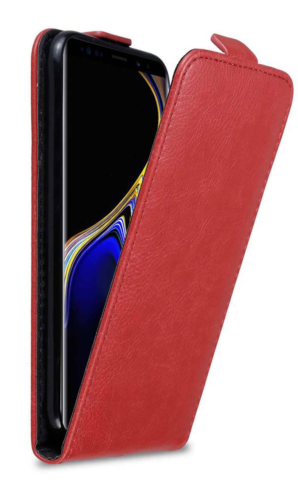 Cadorabo Hülle für Samsung Galaxy NOTE 9 Schutz Hülle in Rot Flip Etui Handyhülle Case Cover