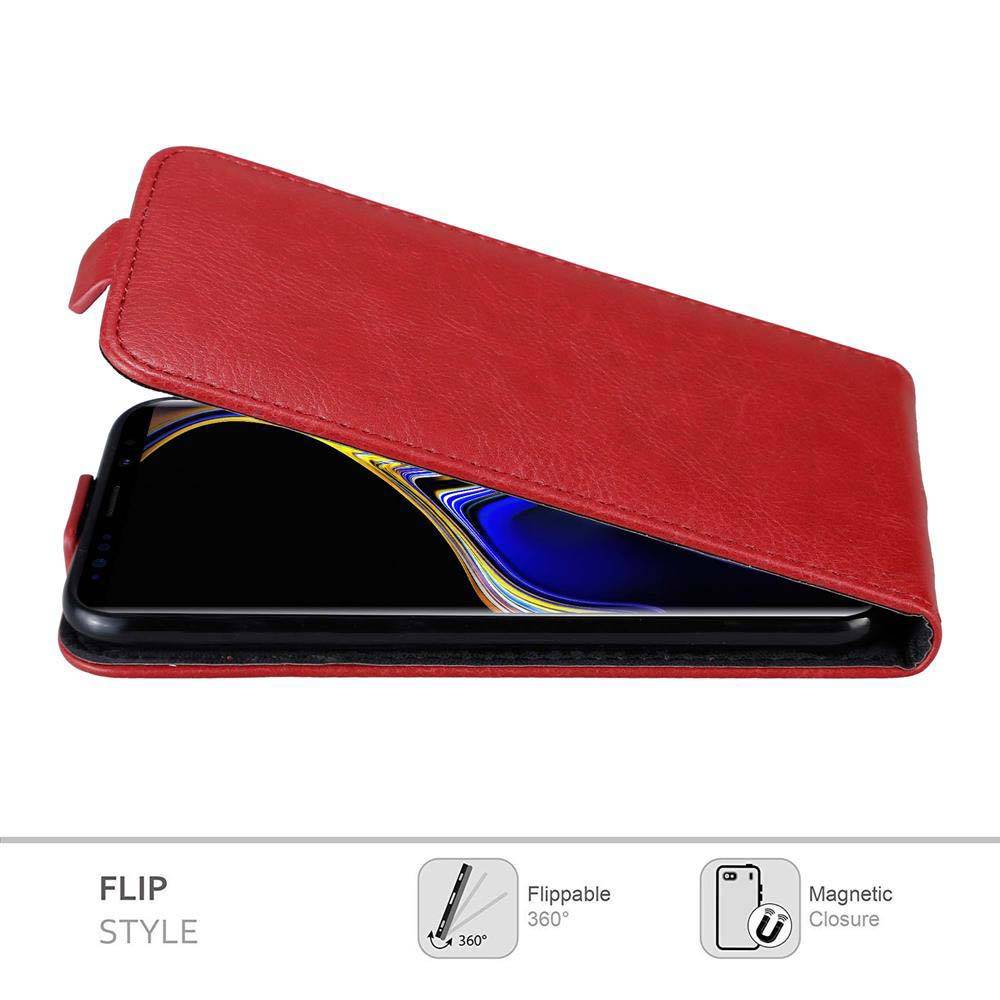 Cadorabo Hülle für Samsung Galaxy NOTE 9 Schutz Hülle in Rot Flip Etui Handyhülle Case Cover