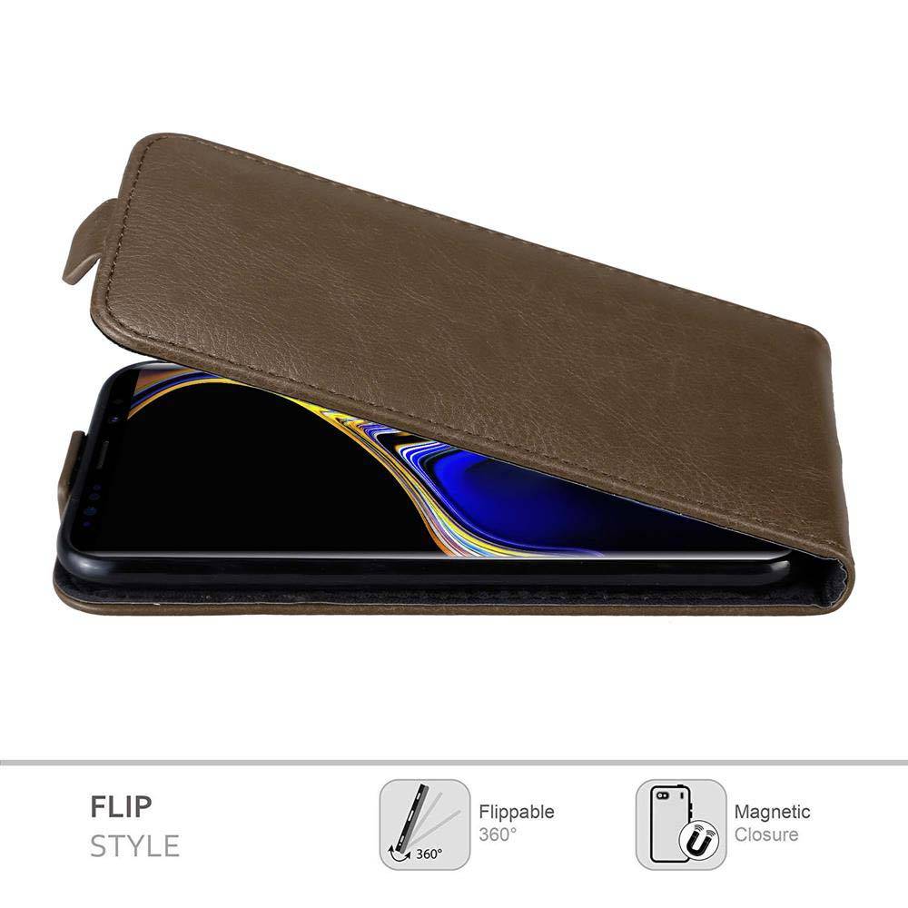 Cadorabo Hülle für Samsung Galaxy NOTE 9 Schutz Hülle in Braun Flip Etui Handyhülle Case Cover