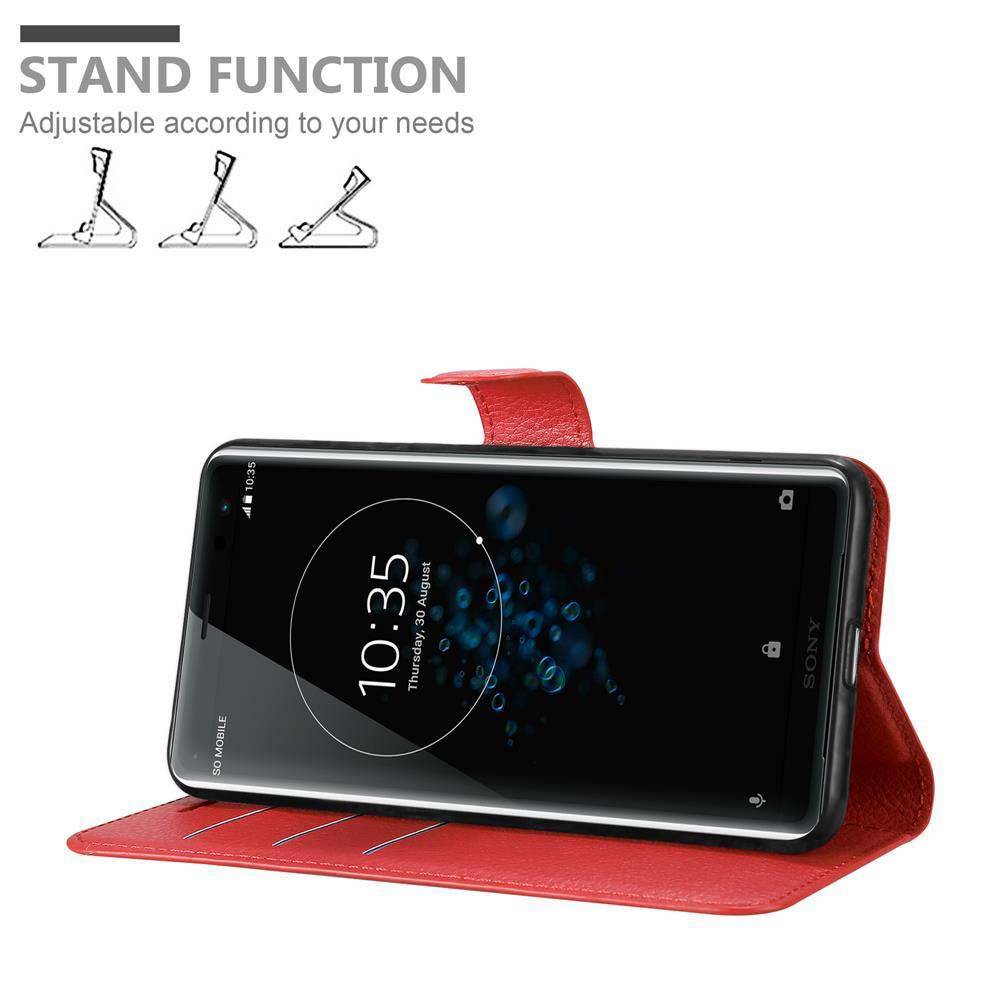 Cadorabo Hülle für Sony Xperia XZ3 Schutz Hülle in Rot Handyhülle Etui Case Cover Magnetverschluss