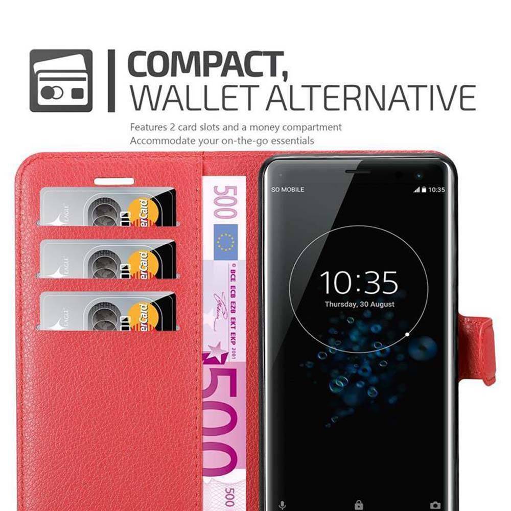 Cadorabo Hülle für Sony Xperia XZ3 Schutz Hülle in Rot Handyhülle Etui Case Cover Magnetverschluss