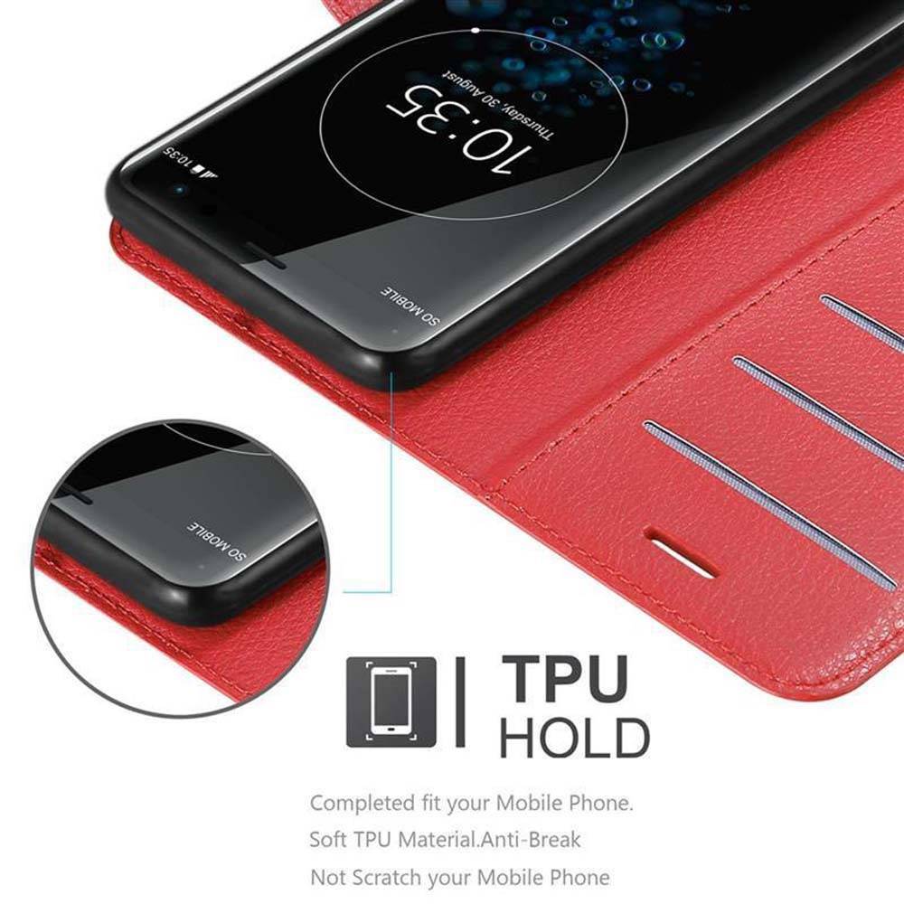 Cadorabo Hülle für Sony Xperia XZ3 Schutz Hülle in Rot Handyhülle Etui Case Cover Magnetverschluss