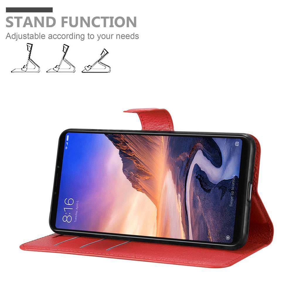 Cadorabo Hülle für Xiaomi Mi MAX 3 Schutz Hülle in Rot Handyhülle Etui Case Cover Magnetverschluss