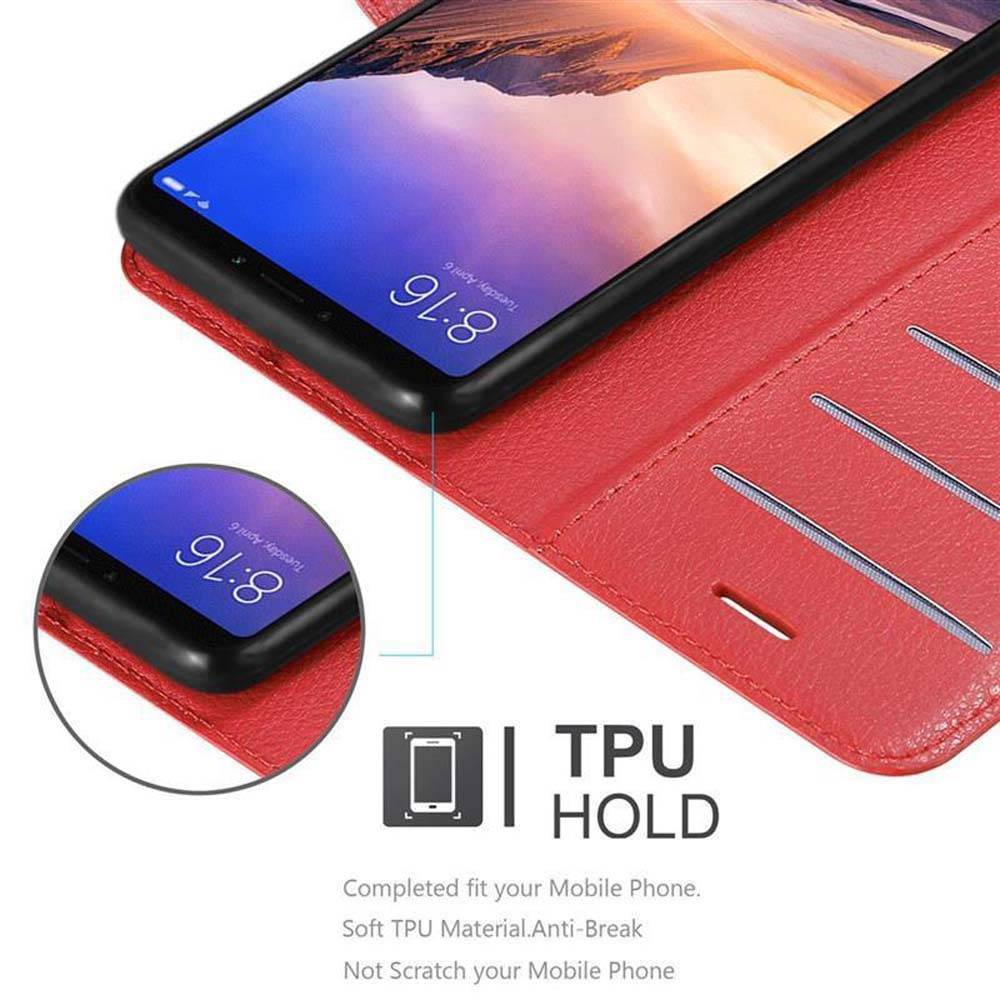 Cadorabo Hülle für Xiaomi Mi MAX 3 Schutz Hülle in Rot Handyhülle Etui Case Cover Magnetverschluss