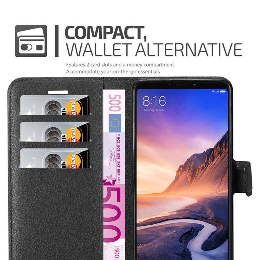 Cadorabo Hülle für Xiaomi Mi MAX 3 Schutz Hülle in Schwarz Handyhülle Etui Case Cover Magnetverschluss