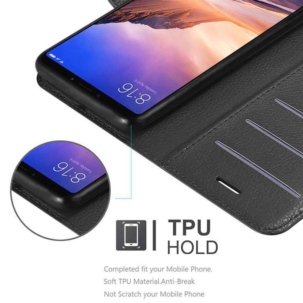 Cadorabo Hülle für Xiaomi Mi MAX 3 Schutz Hülle in Schwarz Handyhülle Etui Case Cover Magnetverschluss
