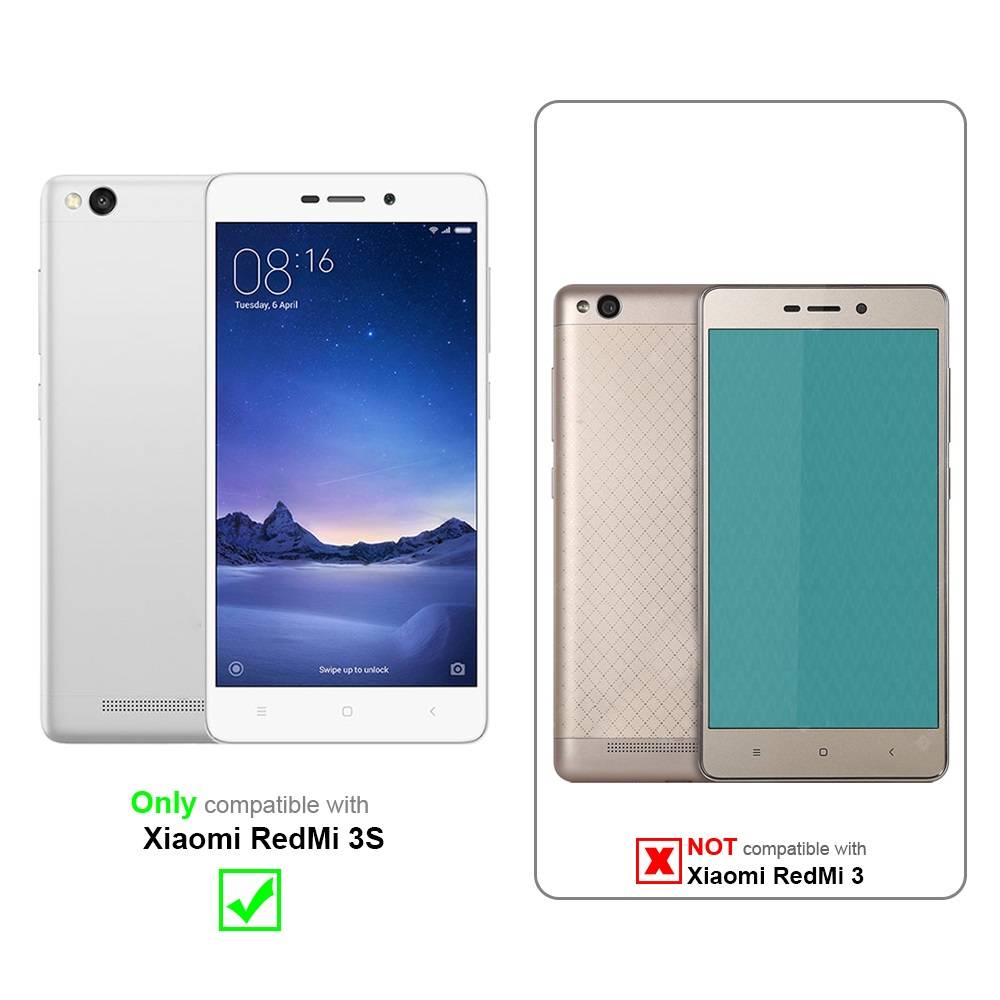 Cadorabo Panzer Folie für Xiaomi RedMi 3S Schutzfolie in Transparent Gehärtetes Tempered Display-Schutzglas