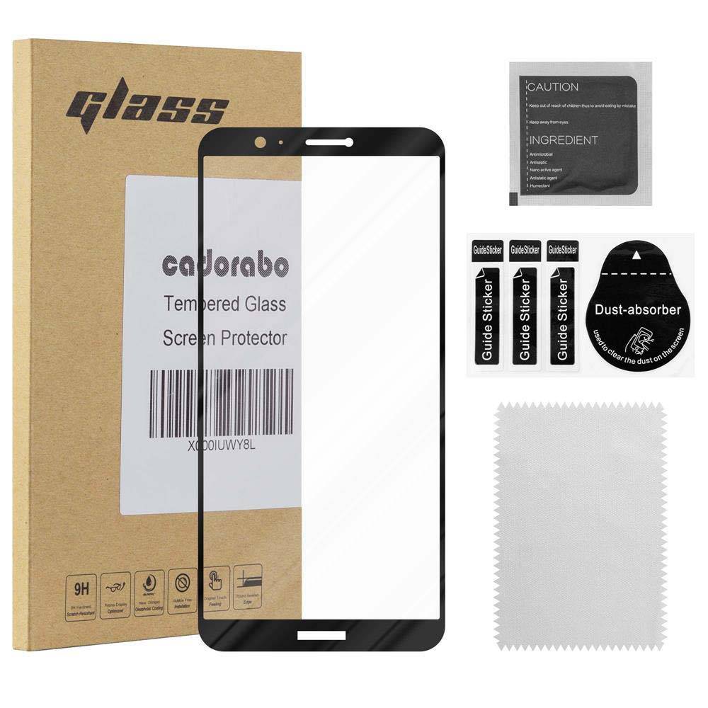 Cadorabo Panzerfolie für Huawei P SMART / ENJOY 7S Schutzfolie in Schwarz Vollbild Folie Tempered Display Schutzglas