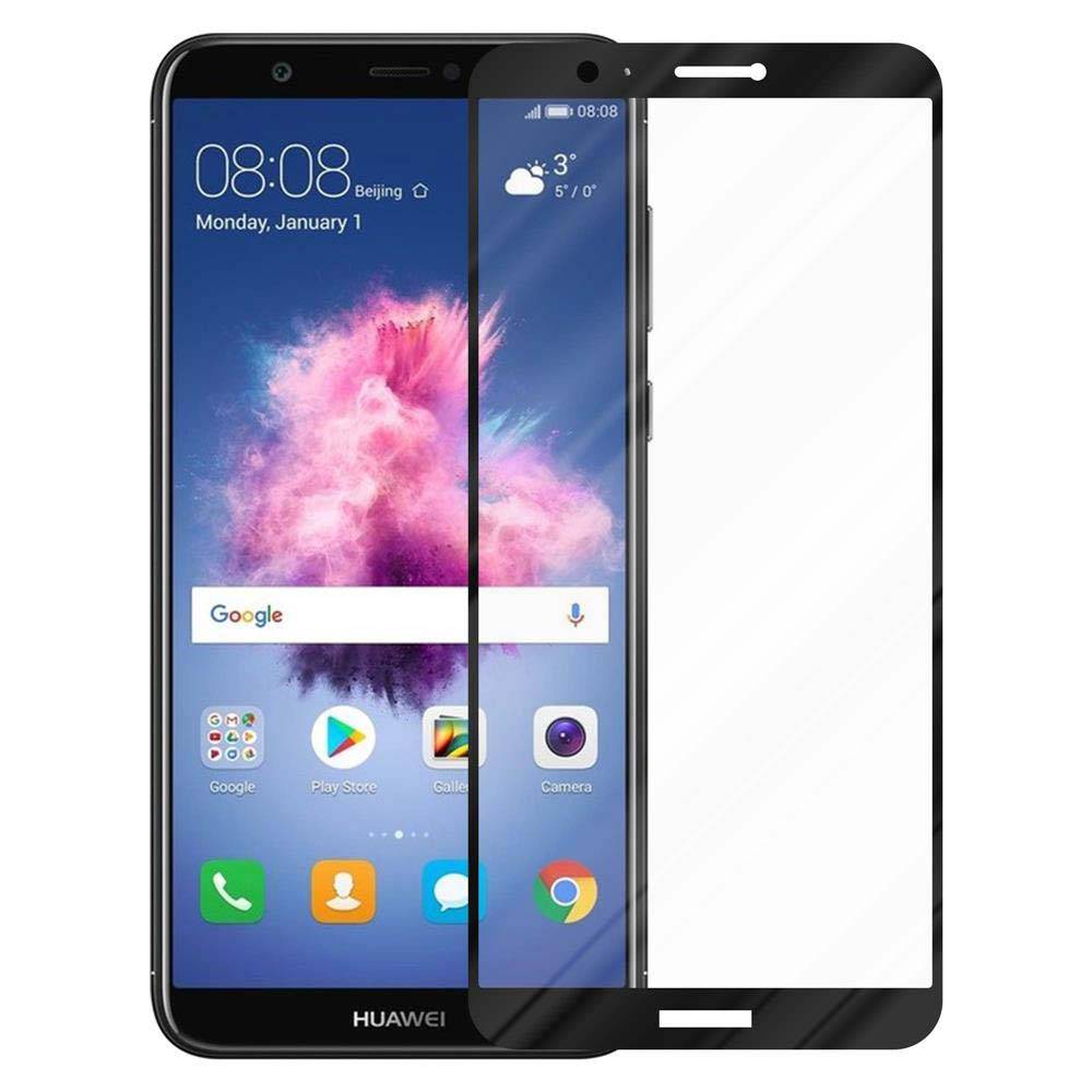 Cadorabo Panzerfolie für Huawei P SMART / ENJOY 7S Schutzfolie in Schwarz Vollbild Folie Tempered Display Schutzglas