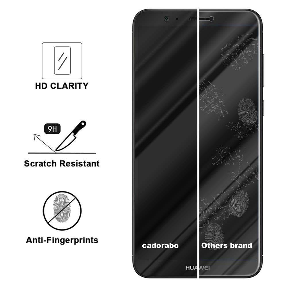 Cadorabo Panzerfolie für Huawei P SMART / ENJOY 7S Schutzfolie in Schwarz Vollbild Folie Tempered Display Schutzglas