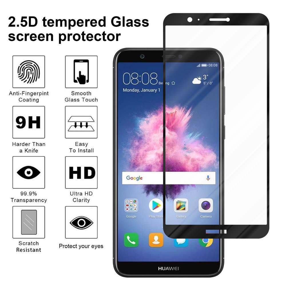 Cadorabo Panzerfolie für Huawei P SMART / ENJOY 7S Schutzfolie in Schwarz Vollbild Folie Tempered Display Schutzglas