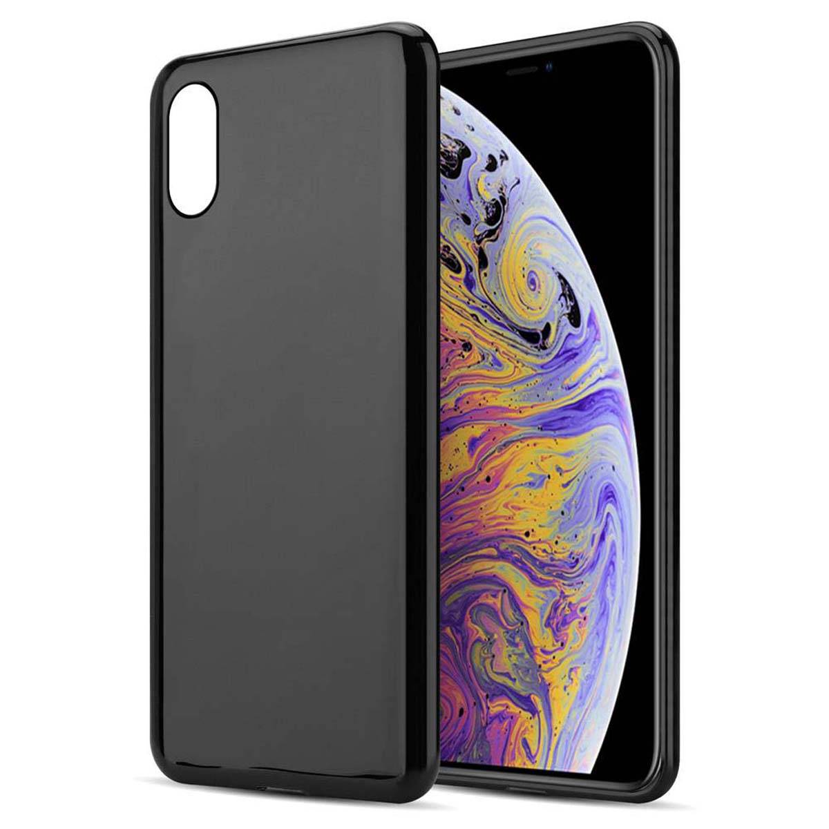 Cadorabo Hülle für Apple iPhone XS MAX Schutz Hülle in Schwarz Schutzhülle TPU Silikon Cover Etui Case