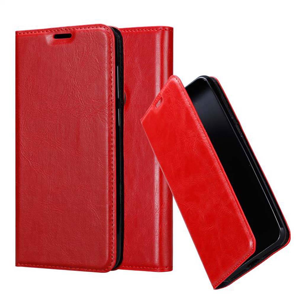 Cadorabo Hülle für Samsung Galaxy A6s Schutz Hülle in Rot Handyhülle Etui Case Cover Magnetverschluss
