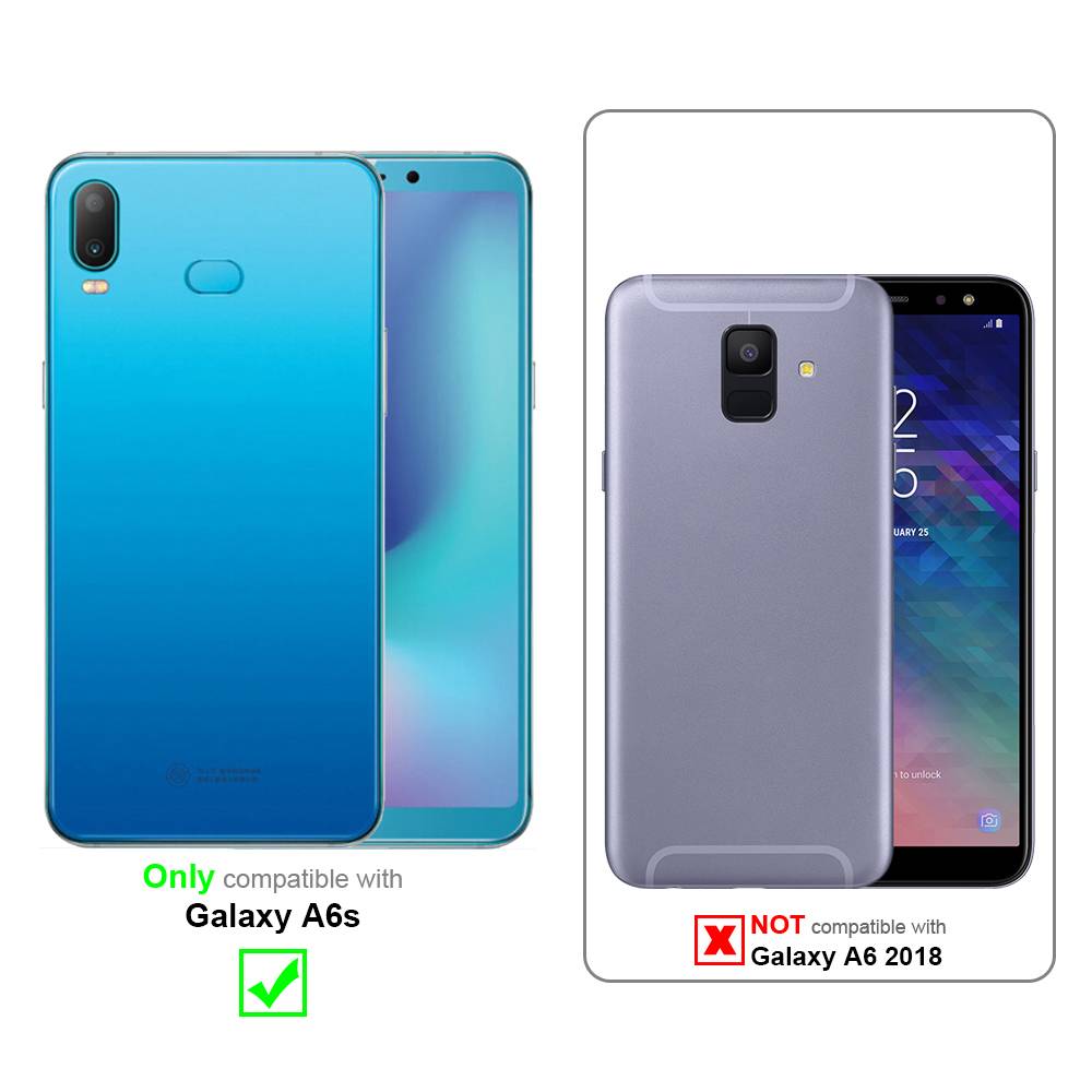Cadorabo Hülle für Samsung Galaxy A6s Schutz Hülle in Rot Handyhülle Etui Case Cover Magnetverschluss