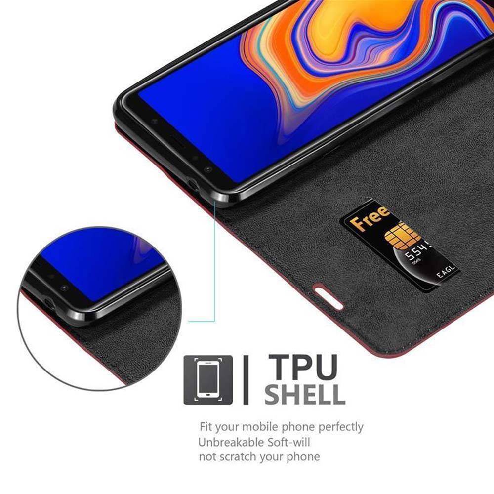 Cadorabo Hülle für Samsung Galaxy A6s Schutz Hülle in Rot Handyhülle Etui Case Cover Magnetverschluss