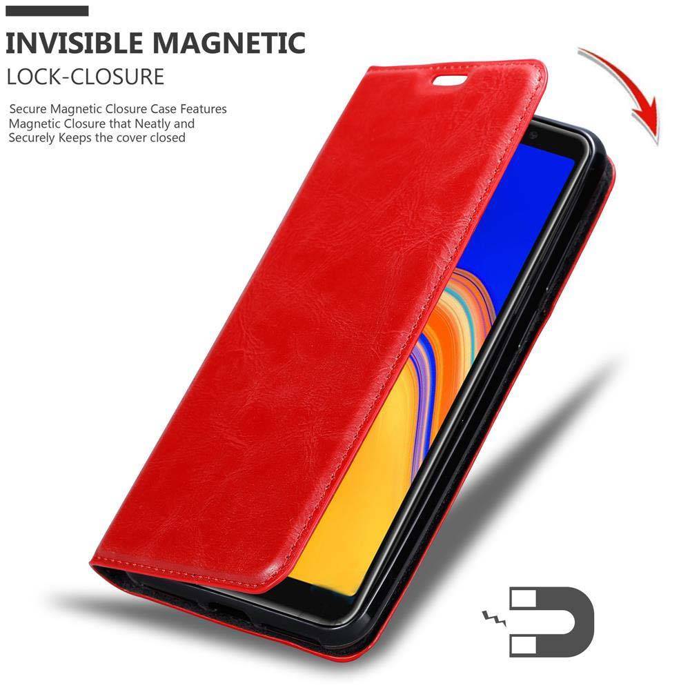 Cadorabo Hülle für Samsung Galaxy A6s Schutz Hülle in Rot Handyhülle Etui Case Cover Magnetverschluss