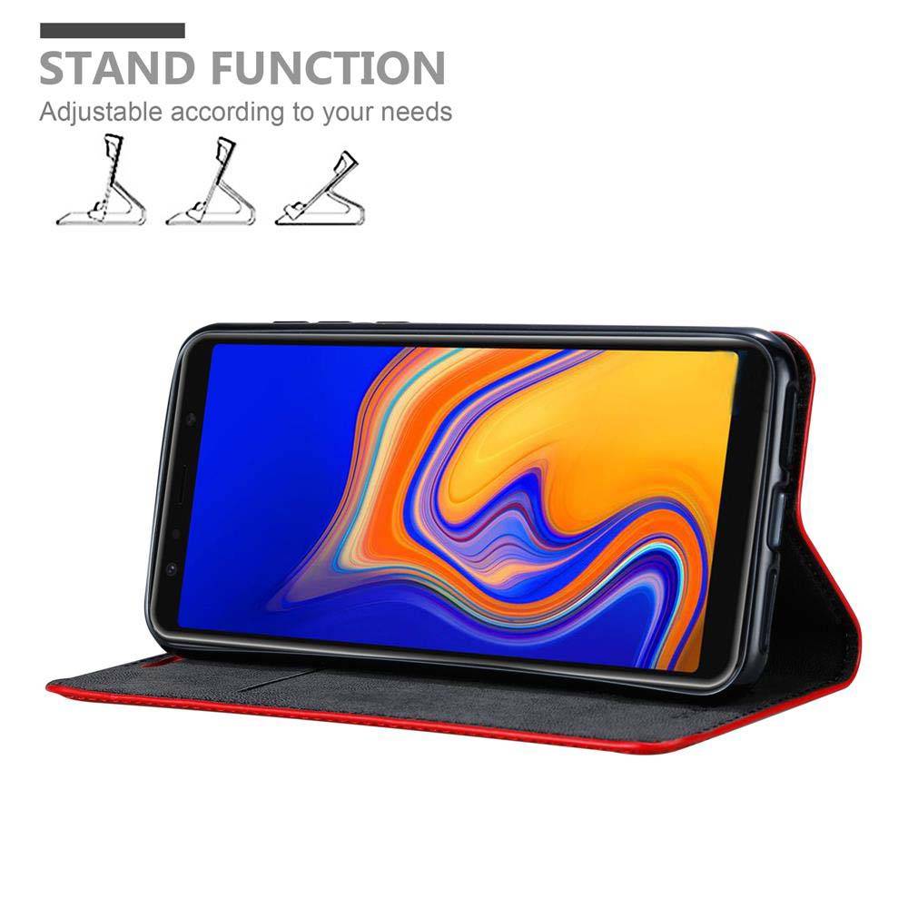 Cadorabo Hülle für Samsung Galaxy A6s Schutz Hülle in Rot Handyhülle Etui Case Cover Magnetverschluss