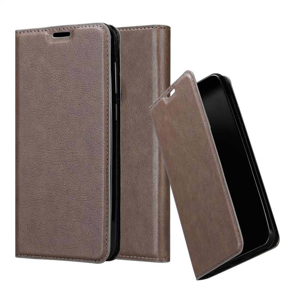 Cadorabo Hülle für Samsung Galaxy A6s Schutz Hülle in Braun Handyhülle Etui Case Cover Magnetverschluss