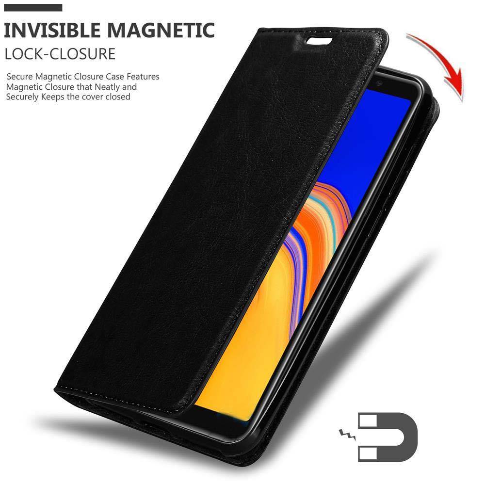 Cadorabo Hülle für Samsung Galaxy A6s Schutz Hülle in Schwarz Handyhülle Etui Case Cover Magnetverschluss