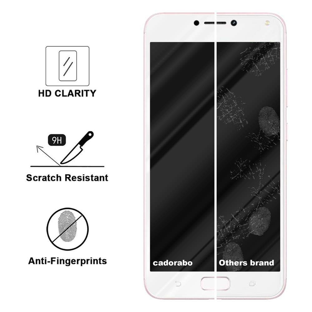 Cadorabo Panzerfolie für Asus ZenFone 4 MAX (5,5 Zoll) Schutzfolie in Weiß Vollbild Folie Tempered Display Schutzglas