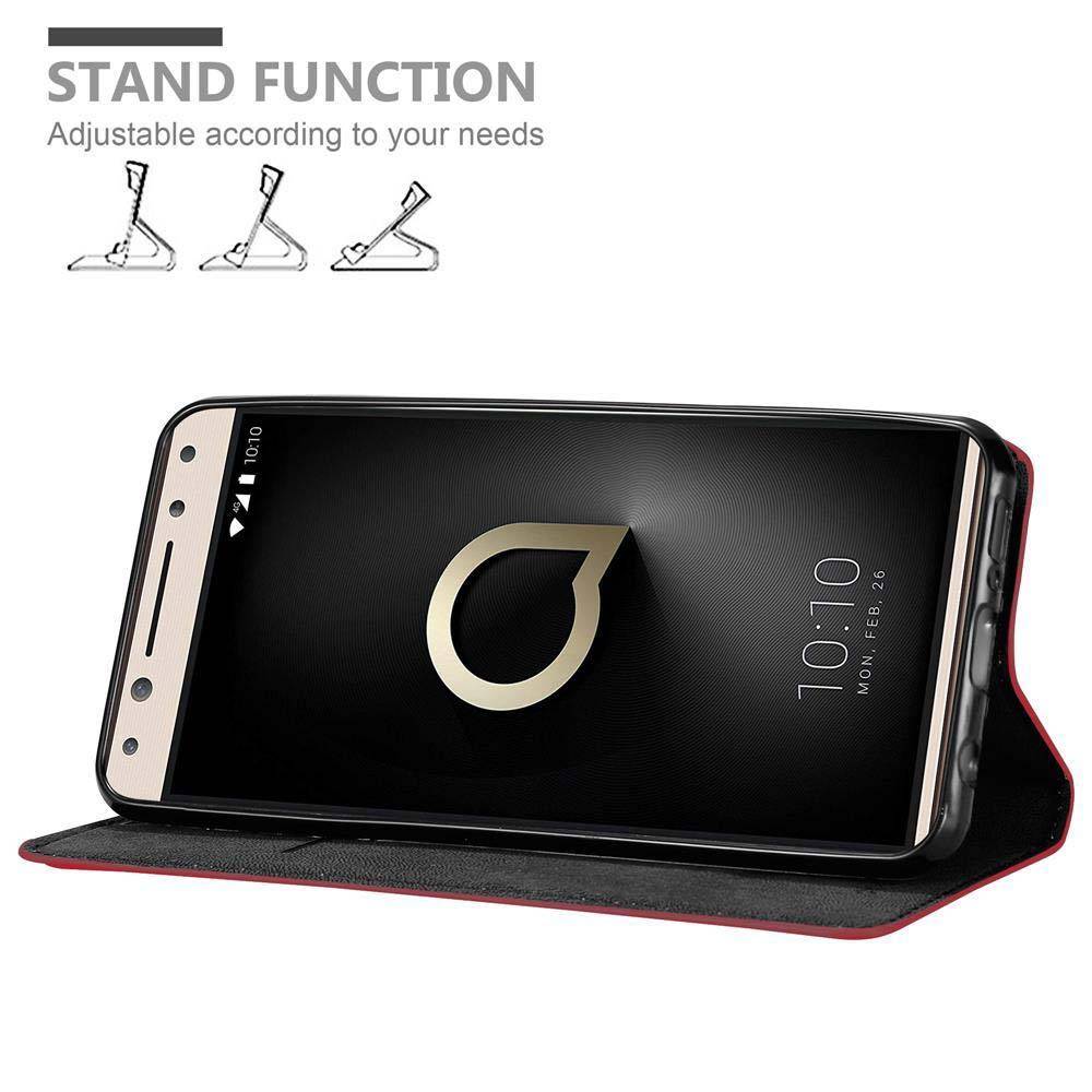 Cadorabo Hülle für Alcatel 5 Schutz Hülle in Rot Handyhülle Etui Case Cover Magnetverschluss
