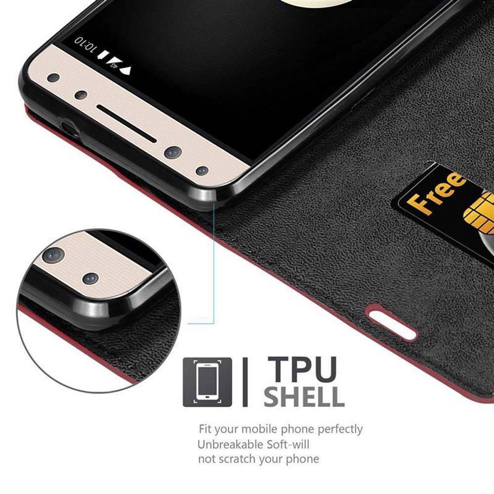 Cadorabo Hülle für Alcatel 5 Schutz Hülle in Rot Handyhülle Etui Case Cover Magnetverschluss