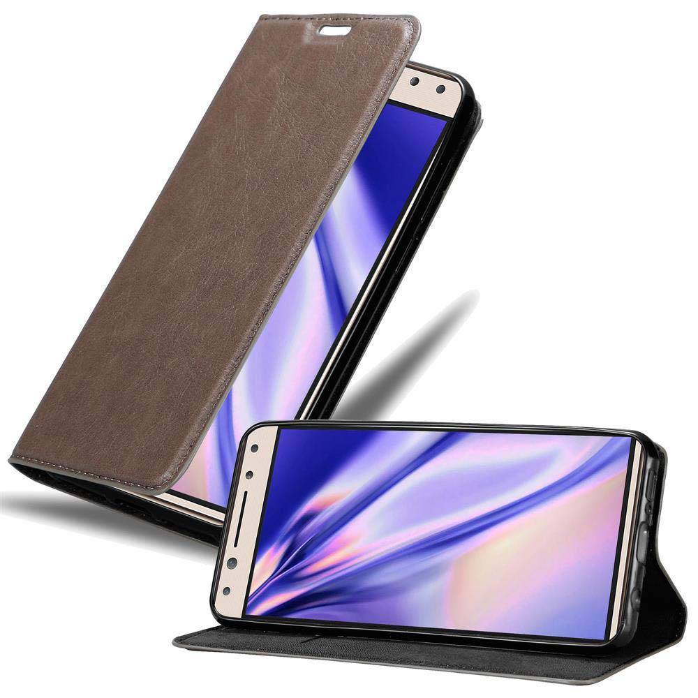 Cadorabo Hülle für Alcatel 5 Schutz Hülle in Braun Handyhülle Etui Case Cover Magnetverschluss