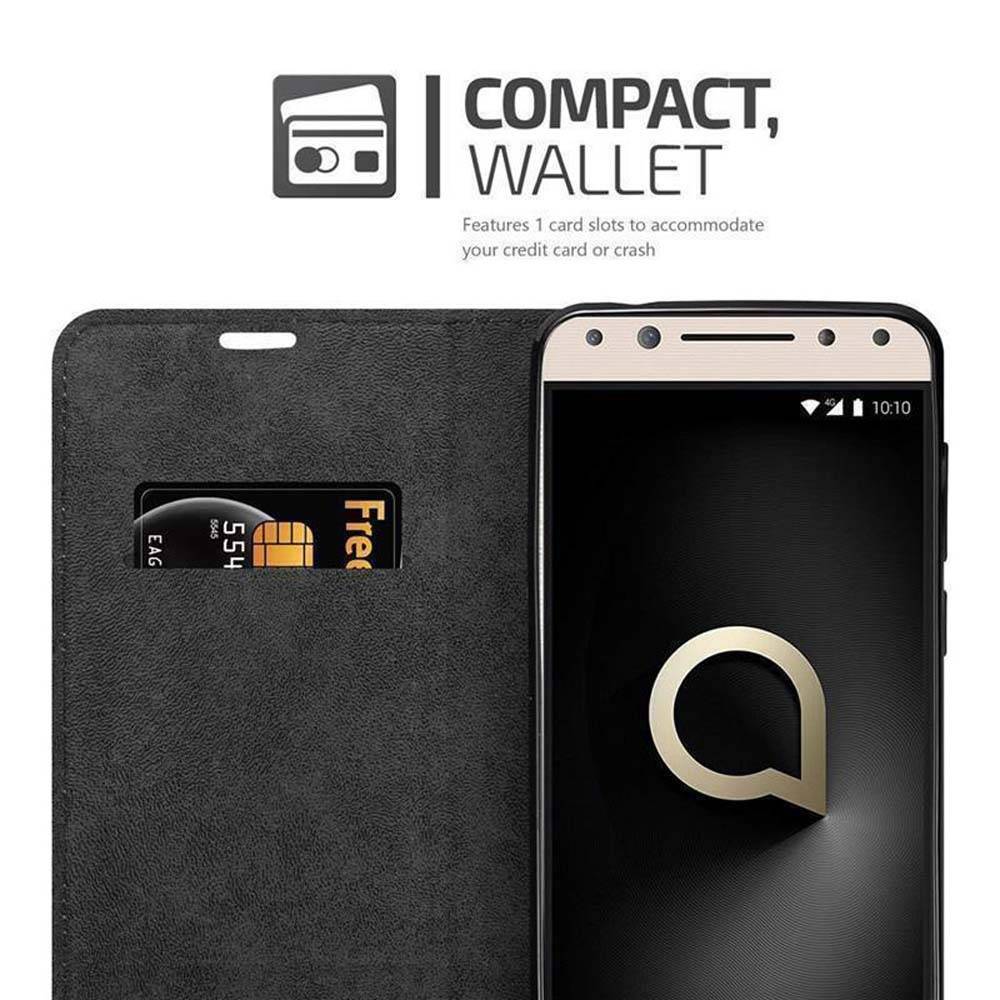 Cadorabo Hülle für Alcatel 5 Schutz Hülle in Braun Handyhülle Etui Case Cover Magnetverschluss