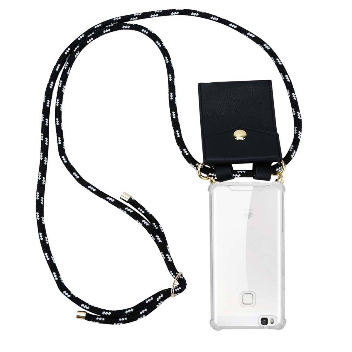 Cadorabo Hülle für Huawei P9 LITE 2016 / G9 LITE Schutzhülle in Schwarz Handy Kette Silikon Kordel abnehmbares Etui