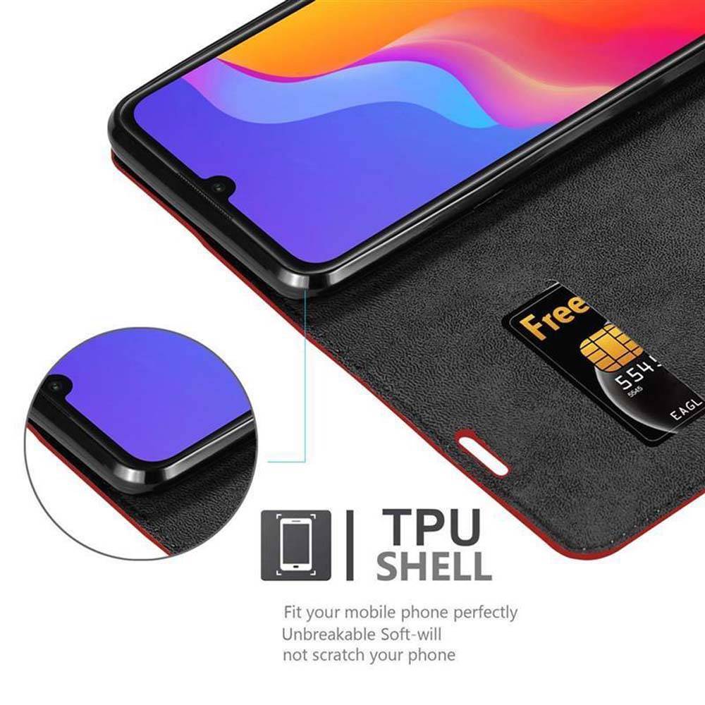 Cadorabo Hülle für Honor 8A Schutz Hülle in Rot Handyhülle Etui Case Cover Magnetverschluss