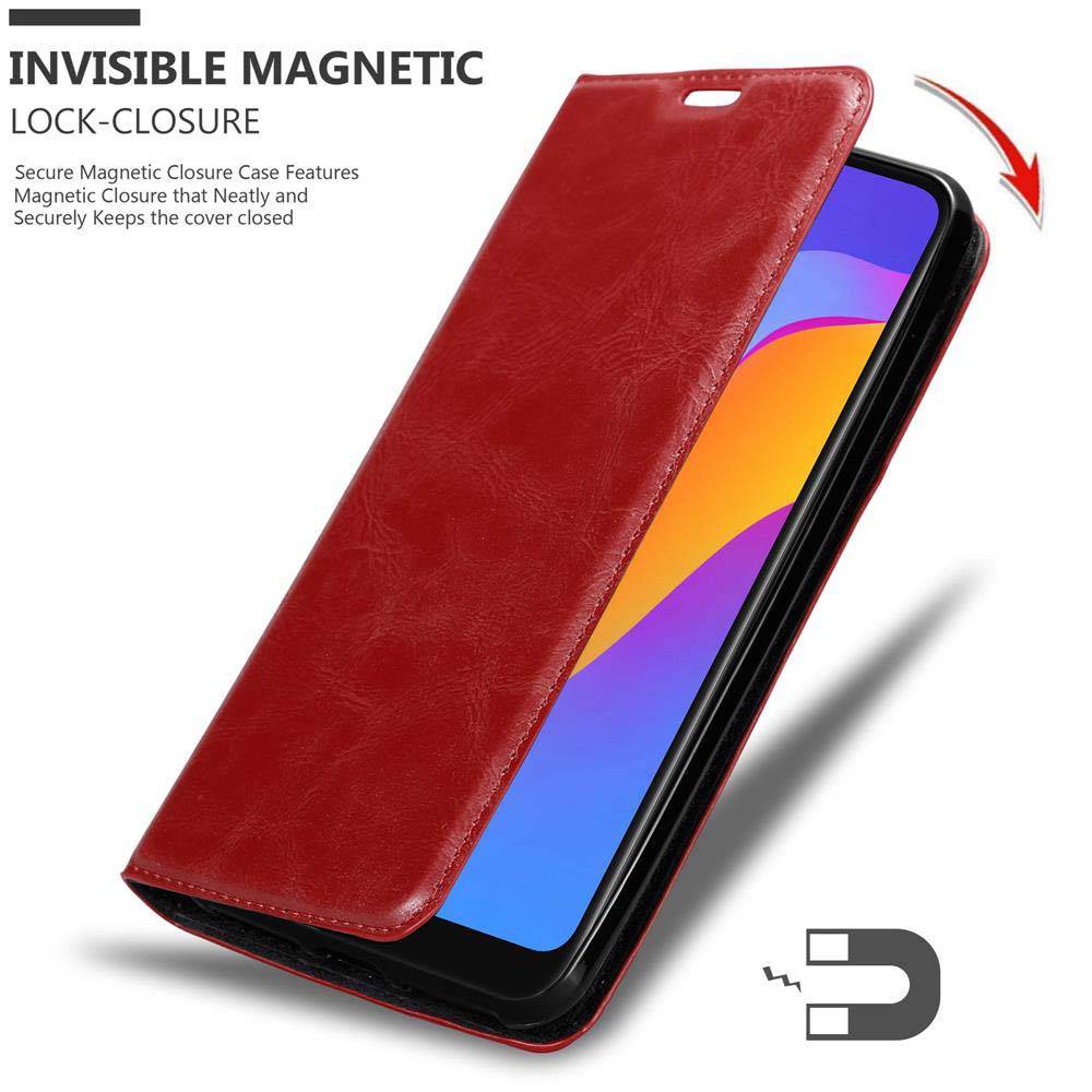 Cadorabo Hülle für Honor 8A Schutz Hülle in Rot Handyhülle Etui Case Cover Magnetverschluss